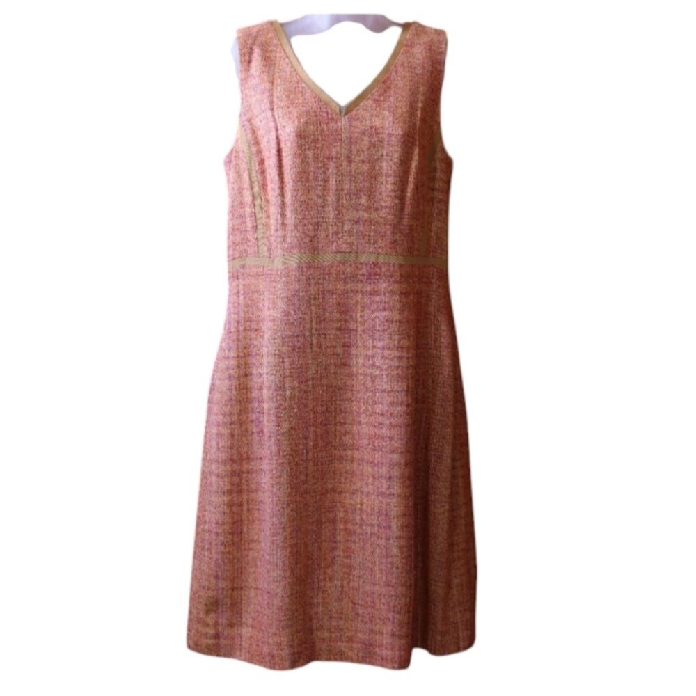Talbots Pink Tweed Silk Blend Sheath Dress 12 Classic Career Office Look